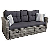 Garden Pleasure Loungesofa Valletta (B x T x H: 180 x 75 x 86 cm, 3 -tlg., Aluminium, Kunststoffgeflecht HDPE, Schwarz/Grau) | BAUHAUS