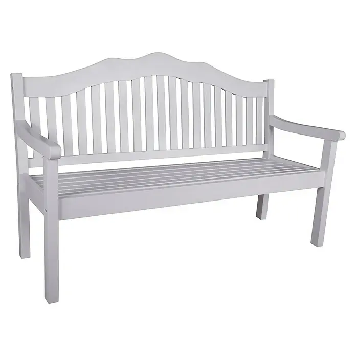 Garden Pleasure Gartenbank Austin - B x T x H: 160 x 64 x 103 cm, Eukalyptus, Weiß - Weiße Gartenbank aus Holz mit Lattenrostsitz und Rückenlehne sowie geschwungenen Armlehnen.