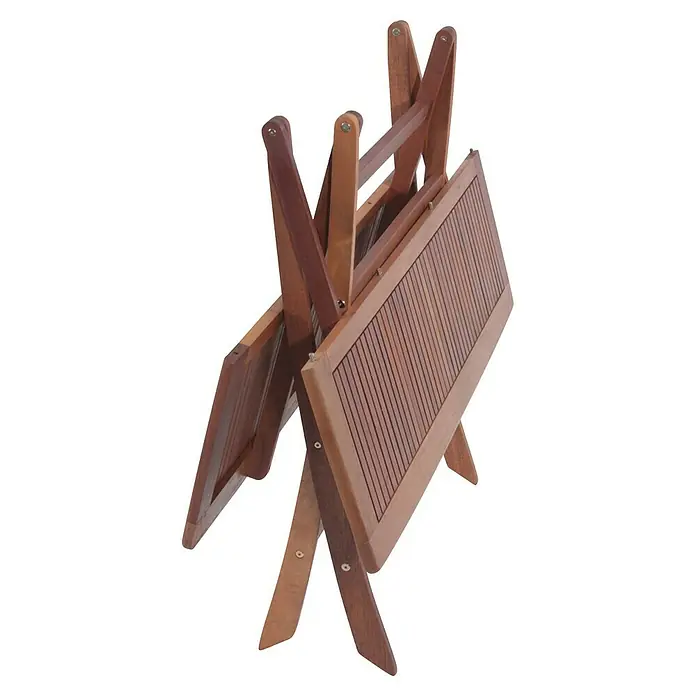 Garden Pleasure Gartentisch Orlando - L x B x H: 120 x 70 x 74 cm, Eukalyptus, Natur, Klappbar - Zweifarbiger Klapptisch aus Holz, teilweise zusammengeklappt, mit Lattenplatte und stabilem Gestell.