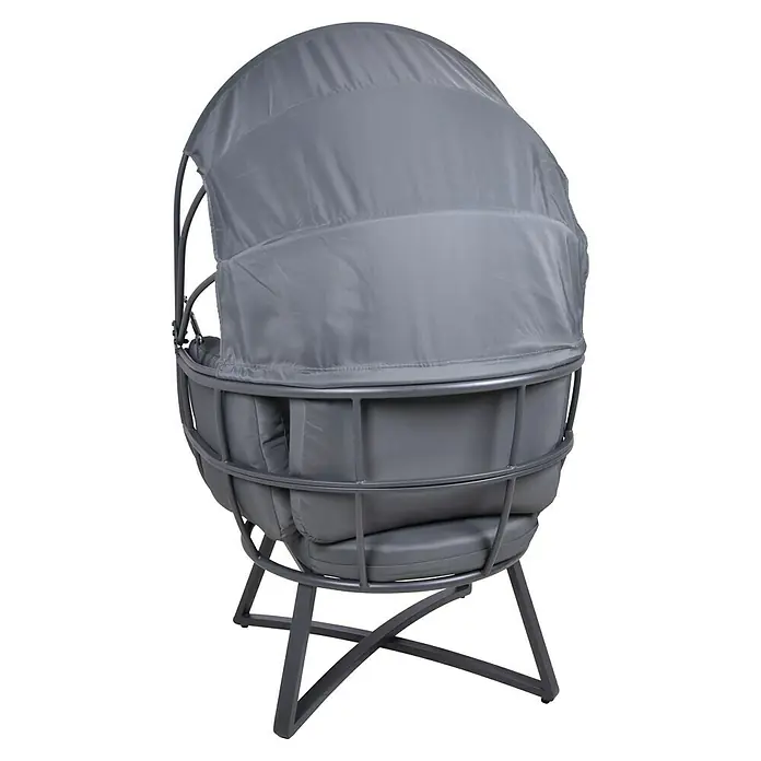 Garden Pleasure Garten-Loungesessel Delos - Anthrazit, B x T x H: 91 x 77 x 152 cm - Grauer Outdoor-Eiersessel mit einziehbarem Verdeck.