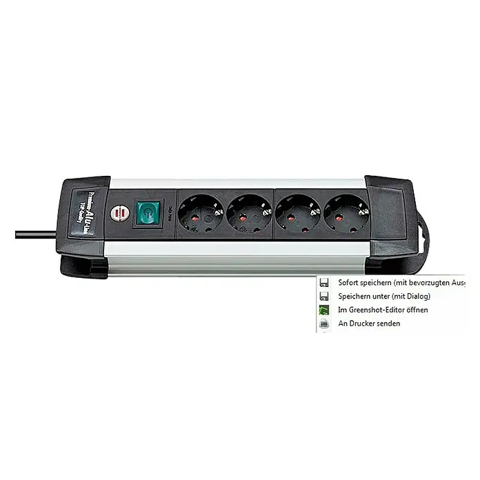 Brennenstuhl Premium-Alu-Line Base de enchufe múltiple - Número de enchufes Schuko: 4 ud., Negro/Plateado, Longitud del cable: 1,8 m, IP20, Con interruptor - Regleta con cuatro enchufes, un interruptor y una carcasa de aluminio para uso en interiores.