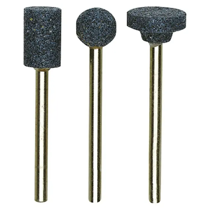 Proxxon Muelas de corindón refinado N.º 28782 - 9 mm, 3 ud. - Juego de piedras de amolar con varias formas y granos para taladros y Dremel. Ideal para amolar, pulir.