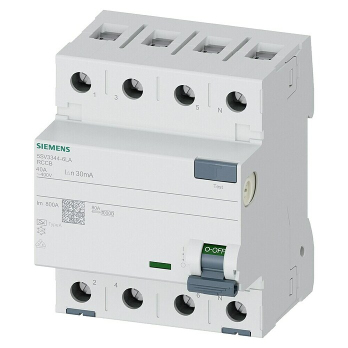 Siemens FI-Schalter (40 A, 30 mA, Polanzahl: 4) | BAUHAUS