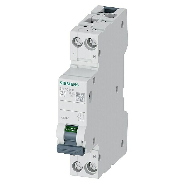 Siemens Leitungsschutzschalter 5SL6013-6 (Auslösecharakteristik: B, 13 A, Polanzahl: 1, Mit Nullleiter) | BAUHAUS