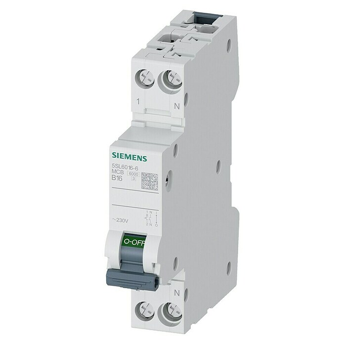 Siemens Leitungsschutzschalter 5SL6016-6 (Auslösecharakteristik: B, 16 A, Polanzahl: 1, Mit Nullleiter) | BAUHAUS