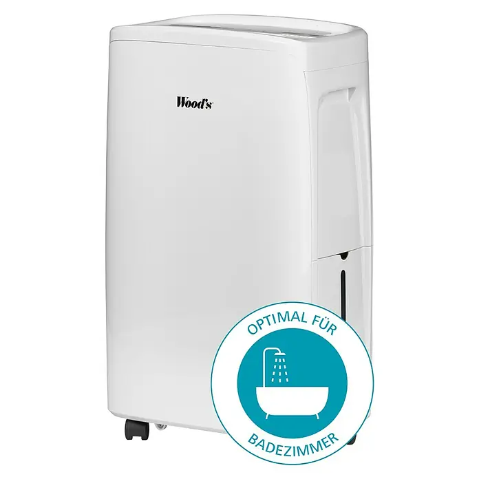 Woods Elektro-Luftentfeuchter MDX 14 - 220 W, Entfeuchtungsleistung: 10 l/Tag, Weiß - Weißer Wood's Luftentfeuchter, optimal für Badezimmer.