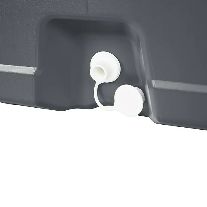 Igloo Kühlbox Maxcold - L x B x H: 63,4 x 38,3 x 40,9 cm, 51 l, Anthrazit/Blau - Dunkelgrauer Kunststoffbehälter mit weißer Kappe und Halteband zum Entleeren oder Befüllen.