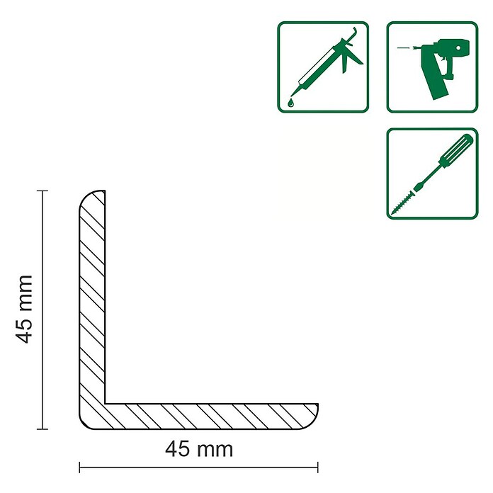 WINKELL. LAERCHE ROH45X45mm 2m