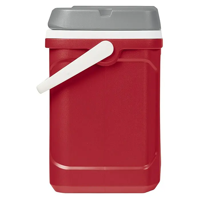 Igloo Kühlbox Latitude - 28 l, L x B x H: 45,7 x 30,1 x 43,8 cm, Rot/Grau - Rote Kühlbox mit grauem Deckel und weißem Griff.
