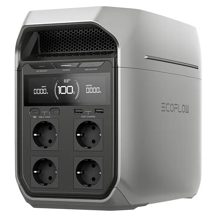 EcoFlow Estación de energía portátil solar Delta 3 Plus - 1.024 Wh, Gris - Estación de energía portátil EcoFlow con pantalla, USB y salidas de CA para alimentar varios dispositivos.