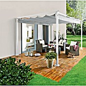 Sunfun Pérgola con toldo corredero Jakarta II XL (300 x 400 x 230 cm, Gris claro, Factor de protección: UV 50+)
