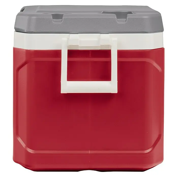 Igloo Kühlbox Latitude - 49 l, L x B x H: 63,4 x 37,1 x 38,6 cm, Rot/Grau - Rote und weiße Kühlbox mit grauem Deckel und weißem zentralen Griff/Verschluss.