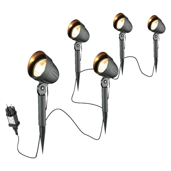 Starlux LED-Gartenspot-Set Bari (3-flammig, 4 W, IP44, Schwarz)