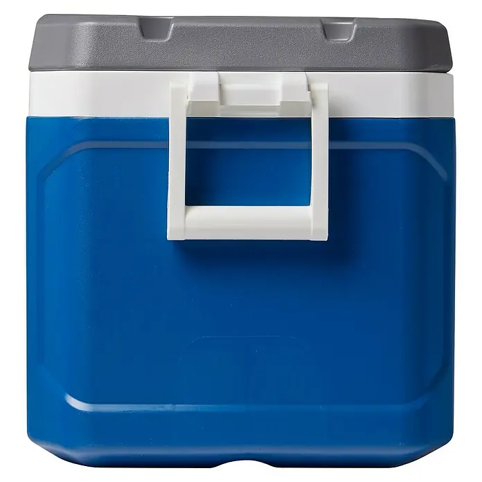 Igloo Kühlbox Latitude - 49 l, L x B x H: 63,4 x 37,1 x 38,6 cm, Blau/Grau - Blaue und weiße tragbare Kühlbox mit grauem Deckel und weißem Griff.