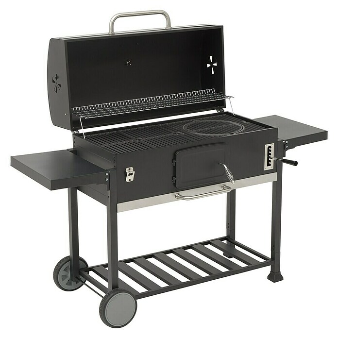Kingstone KMS Žar na oglje Black Angus Maxi  (Površina za peko (Š x G): 92 x 43 cm, Črne barve) | 8304 - Holzkohlegrill QM | ICGA - Grillgeräte | ICG - Grillgeräte / Grillzubehör | IC - Freizeit im Garten | I - Stadtgarten | BAUHAUS