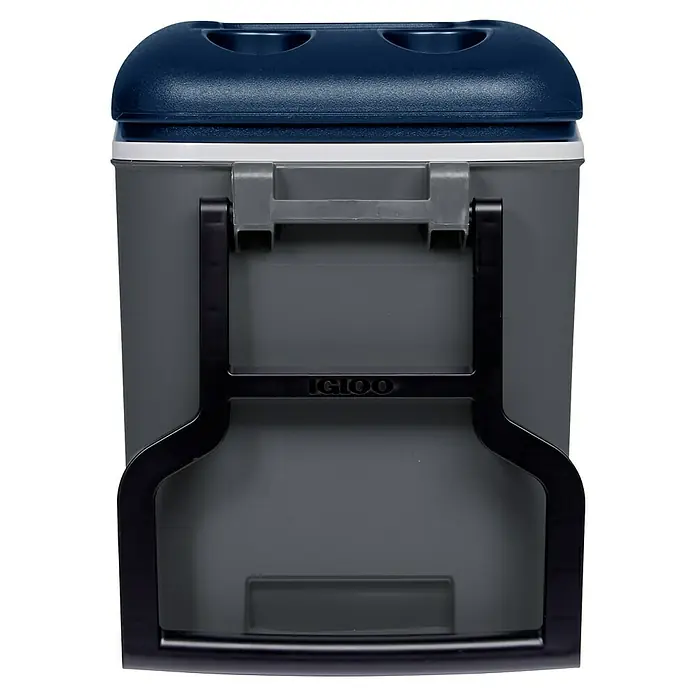 Igloo Kühlbox Maxcold - L x B x H: 58,4 x 32,7 x 44,1 cm, 38 l, Anthrazit/Blau - Graue Kühlbox mit dunkelblauem Deckel und schwarzem, stabilem Griff.