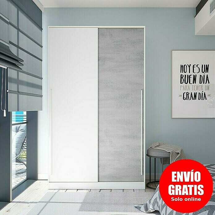 Armario de puertas correderas Indira (L x An x Al: 50 x 120 x 200 cm, Blanco Artik/Cemento) | BAUHAUS