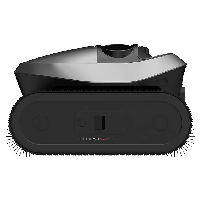 Dreame Poolroboter Z1 - Akkubetrieben, Passend für: Pools bis 180 m² Grundfläche, Filterleistung: 30.000 l/h - Grau-schwarzer Poolreinigungsroboter mit schwarzen Bürstenketten.