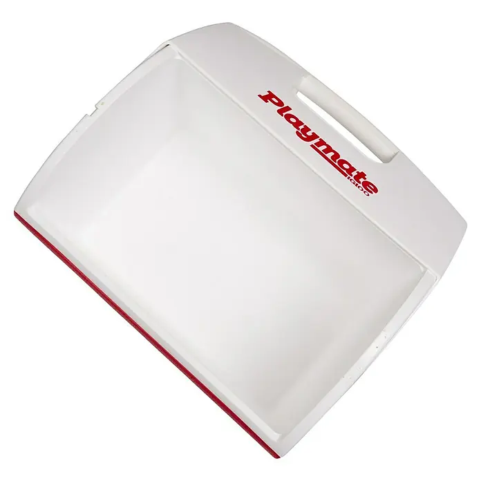 Igloo Kühlbox - 15 l, L x B x H: 40,3 x 25,9 x 37,8 cm, Rot/Weiß - Weißer Igloo Playmate Kühler mit roter Zierleiste, von oben mit offenem Deckel gezeigt.