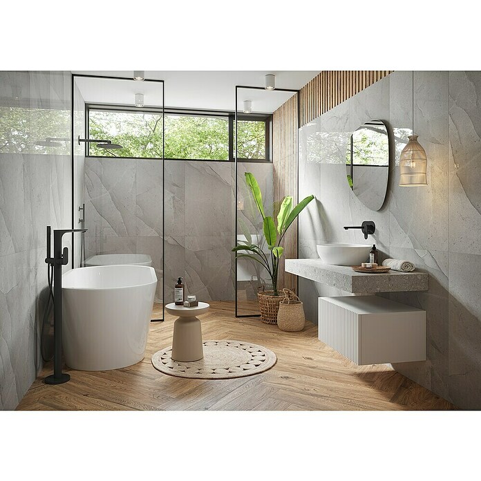 Cersanit Porculanska pločica Arenario Grey Polished  (60 x 120 cm, Sjaj) | BAUHAUS