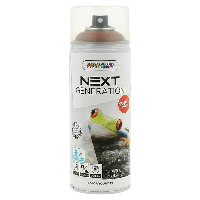 Dupli-Color Next Sprühlack Next Generation - Lisbon, Seidenmatt, 400 ml - Dose Dupli-Color Next Generation Sprühfarbe mit Froschmotiv. Für flexible Oberflächen, kein Primer notwendig, universell einsetzbar.