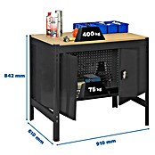 Simonrack Simonwork Banco de trabajo BT0 Cabinet (L x An: 61 x 91 cm, Altura de trabajo: 84,2 cm, Carga soportada: 400 kg, Antracita/Madera) | BAUHAUS