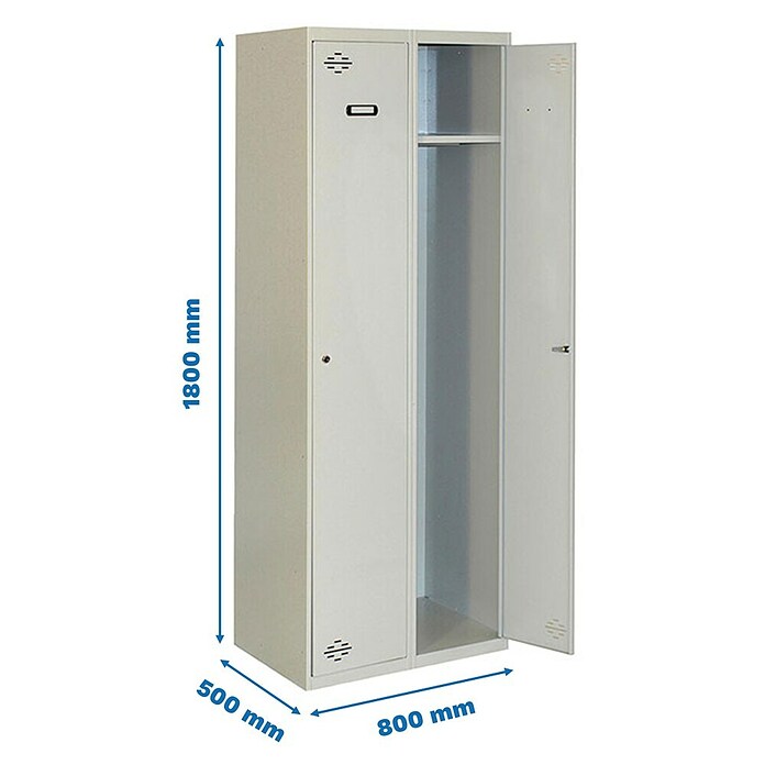 Simonrack Simonlocker Taquilla DIY Single Inicial Desmontada (L x An x Al: 50 x 80 x 180 cm, Número de puertas: 2 ud.) | BAUHAUS