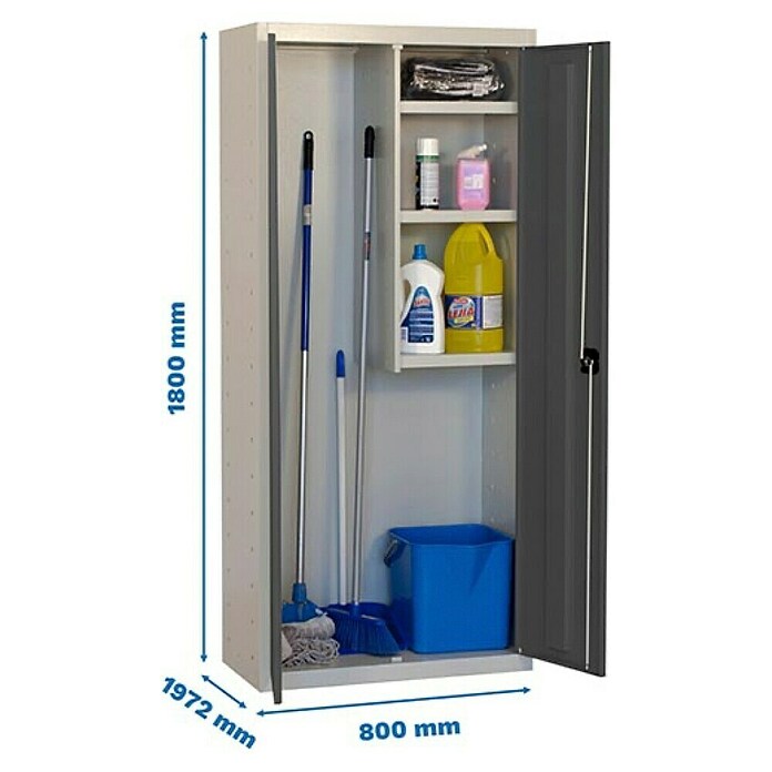 Simonrack Simonlocker Armario multiusos metálico Cleaning Desmontado (L x An x Al: 40 x 80 x 180 cm, Número de puertas: 2 ud., Gris/Antracita) | BAUHAUS