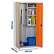 Simonrack Simonlocker Taquilla Cleaning Desmontada (L x An x Al: 40 x 60 x 180 cm, Número de puertas: 2 ud., Gris/Naranja) | BAUHAUS