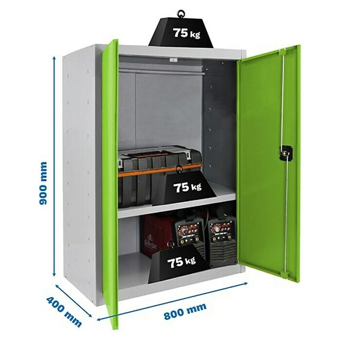 Simonrack Simonlocker Taquilla Multi Professional Desmontado (L x An x Al: 40 x 80 x 90 cm, Gris/Verde, Número de baldas: 1 ud.) | BAUHAUS