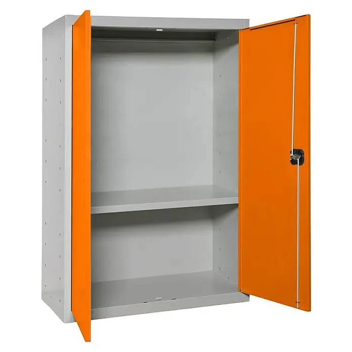 Simonrack Simonlocker Armario multiusos metálico Multi Professional Desmontado - L x An x Al: 40 x 80 x 90 cm, Gris/Naranja, Número de baldas: 1 ud. - Este armario ropero con cerradura, puertas naranjas y laterales grises es la solución de almacenamiento ideal para oficinas y escuelas.
