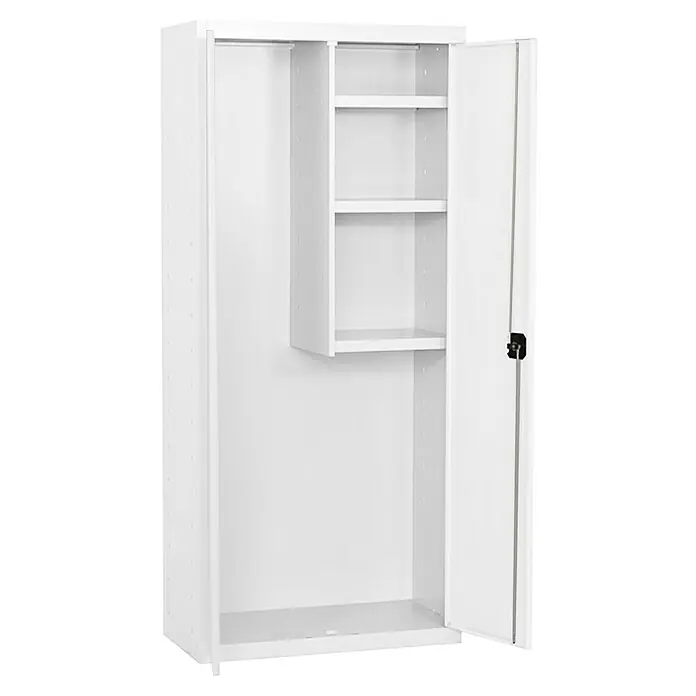 Simonrack Simonlocker Armario multiusos metálico Cleaning Desmontado - L x An x Al: 40 x 60 x 180 cm, Número de puertas: 2 ud., Blanco/Blanco - Armario blanco con puertas batientes, estantes y barra de colgar, ideal para guardar ropa y objetos. Práctico y espacioso.