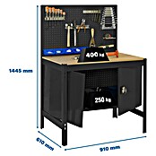 Simonrack Simonwork Banco de trabajo BT2 Cabinet (L x An: 61 x 91 cm, Altura de trabajo: 144,5 cm, Carga soportada: 400 kg, Antracita/Madera) | BAUHAUS