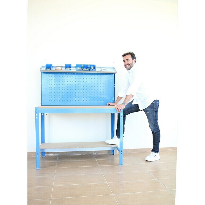 Simonrack Simonwork Banco de trabajo BT3 (L x An: 61 x 121 cm, Altura de trabajo: 144,5 cm, Carga soportada: 600 kg, Antracita/Madera) | BAUHAUS