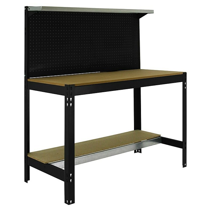 Simonrack Simonwork Banco de trabajo BT3 (L x An: 61 x 121 cm, Altura de trabajo: 144,5 cm, Carga soportada: 600 kg, Antracita/Madera) | BAUHAUS