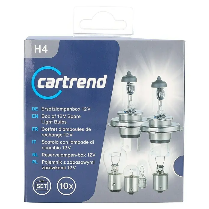 UniTEC Ersatzlampen-Koffer - H4, 10 -tlg. - Bild einer "Cartrend" H4 Ersatzlampenbox mit 12V Glühbirnen, ideal für das Auto.