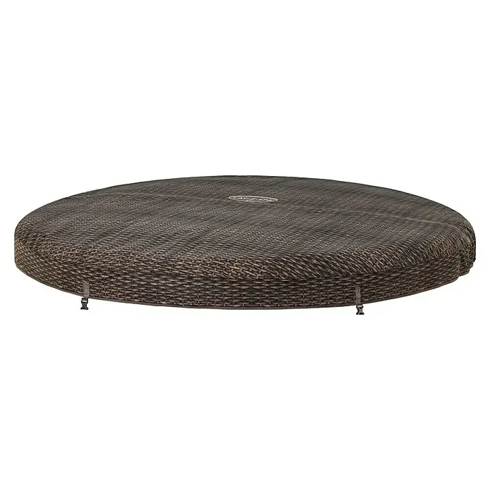 Bestway Lay-Z-Spa Mobil-Whirlpool Bali - Ø x H: 216 x 71 cm, Braun, 1.260 l - Braune Lay-Z-Spa-Abdeckung mit geflochtenem Muster, die den Pool schützt und isoliert. Ideal für den Außenbereich und zur Verlängerung der Badesaison.