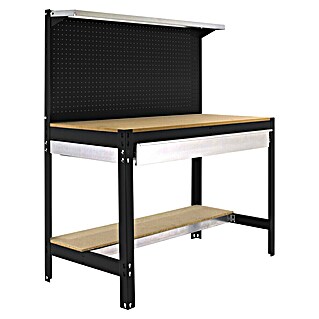 Simonrack Simonwork Banco de trabajo BT3 Box (L x An: 61 x 121 cm, Altura de trabajo: 144,5 cm, Carga soportada: 1.800 kg, Antracita/Madera)