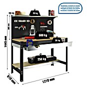 Simonrack Simonwork Banco de trabajo BT3 Box (L x An: 61 x 121 cm, Altura de trabajo: 144,5 cm, Carga soportada: 1.800 kg, Antracita/Madera) | BAUHAUS