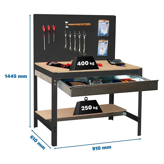 Simonrack Simonwork Banco de trabajo BT2 Box (Antracita/Madera, Ancho: 91 cm) | BAUHAUS