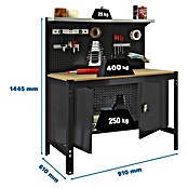 Simonrack Simonwork Banco de trabajo BT3 Cabinet (L x An: 61 x 91 cm, Altura de trabajo: 144,5 cm, Carga soportada: 400 kg, Antracita/Madera) | BAUHAUS