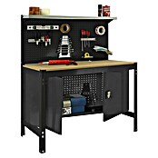 Simonrack Simonwork Banco de trabajo BT3 Cabinet (L x An: 61 x 121 cm, Altura de trabajo: 144,5 cm, Carga soportada: 600 kg, Antracita/Madera) | BAUHAUS