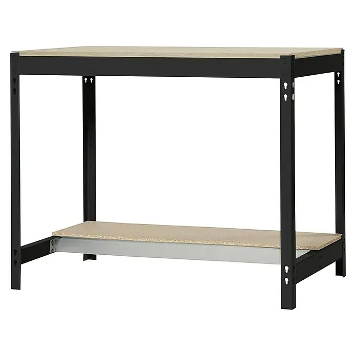 Simonrack Simonwork Banco de trabajo BT0 - L x An: 61 x 151 cm, Altura de trabajo: 84,2 cm, Carga soportada: 1.200 kg, Antracita/Madera - Banco de trabajo con estructura de acero y tablero de madera. Ideal para proyectos de bricolaje y taller. Construcción robusta.