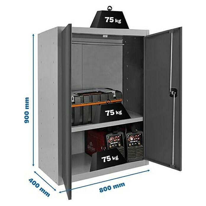 Simonrack Simonlocker Armario multiusos metálico Multi Professional Desmontado (L x An x Al: 40 x 80 x 90 cm, Gris/Antracita, Número de baldas: 1 ud.) | BAUHAUS