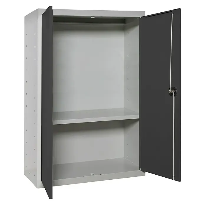 Simonrack Simonlocker Armario multiusos metálico Multi Professional Desmontado - L x An x Al: 40 x 80 x 90 cm, Gris/Antracita, Número de baldas: 1 ud. - El armario abierto de acero en gris/antracita ofrece un amplio espacio de almacenamiento con una balda y una barra de colgar. Ideal para oficina.