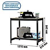 Simonrack Simonwork Banco de trabajo BT0 (L x An: 61 x 121 cm, Altura de trabajo: 84,2 cm, Carga soportada: 1.800 kg, Antracita/Madera) | BAUHAUS