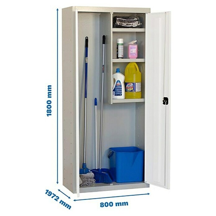 Simonrack Simonlocker Armario multiusos metálico Cleaning Desmontado (L x An x Al: 40 x 80 x 180 cm, Número de puertas: 2 ud., Gris/Blanco) | BAUHAUS