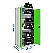 Simonrack Simonlocker Armario multiusos metálico Multi Professional Desmontado (L x An x Al: 40 x 100 x 180 cm, Gris/Verde, Número de baldas: 4 ud.) | BAUHAUS