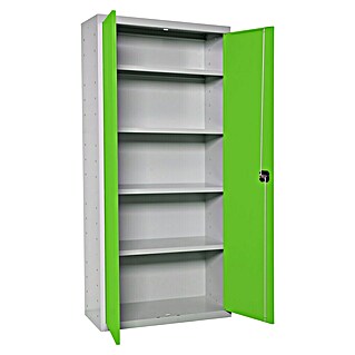 Simonrack Simonlocker Armario multiusos metálico Multi Professional Desmontado (L x An x Al: 40 x 100 x 180 cm, Gris/Verde, Número de baldas: 4 ud.)