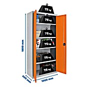 Simonrack Simonlocker Taquilla Multi Professional Desmontado (L x An x Al: 40 x 100 x 180 cm, Gris/Naranja, Número de baldas: 4 ud.) | BAUHAUS